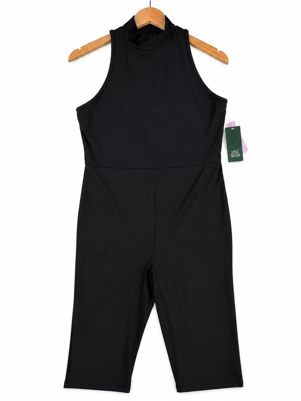 Wild Fable ButterBliss Black Sleeveless Cropped Jumpsuit Women’s Size L